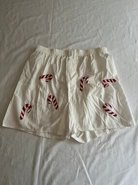All Cotton Boxers White with Candy Canes Size 36 L NWOT